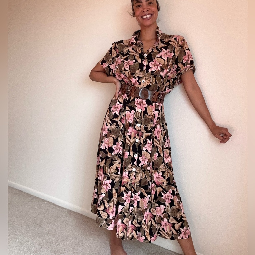 Floral Button-Up Dress - Picture 1 of 8